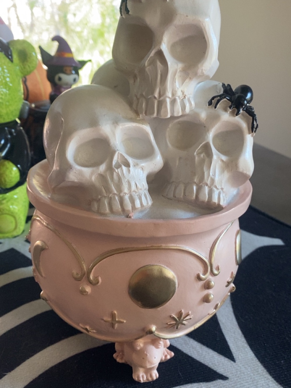 Halloween Decor skull and cauldron pink Halloween decor